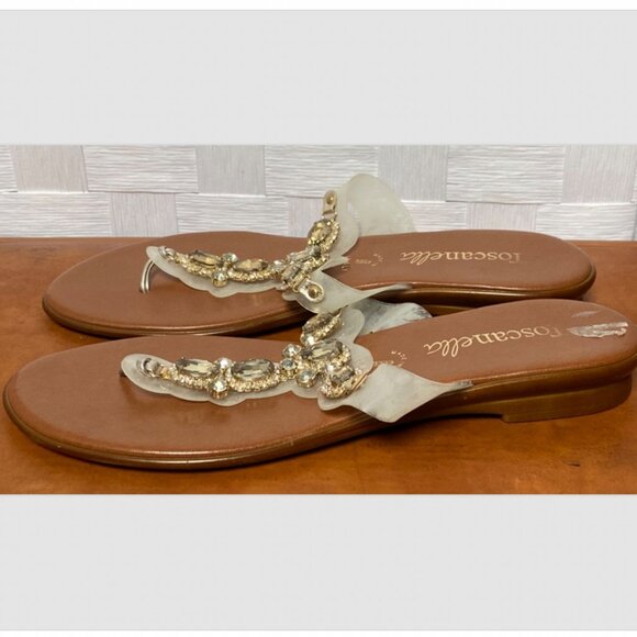 Toscanella Made In Italy Rhinestone Jeweled Open Toe Sandals Size 9.5 - Picture 2 of 6